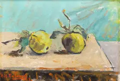 Mere by Henri Catargi, 1967, ulei pe pânză lipită pe placaj, offered Feb 2022