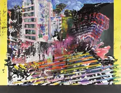 Nois.E.Scape by Norbert Dako-Graff, 2018, acrilic și spray pe pânză, offered Feb 2022