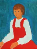 Fată în roșu by Ion Pacea, ulei pe pânză, sold Feb 2022
