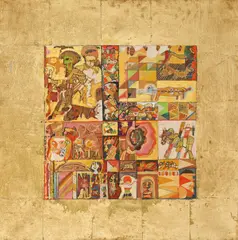 Georgeta Năpăruș, Spațiu oriental, 1995, ulei și foiță de aur pe pânză
