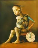 Călător în timp by Georges Mazilu, ulei pe pânză, sold Feb 2022