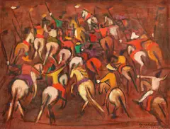 Cavalcada by Magdalena Rădulescu, ulei pe pânză, offered Feb 2022
