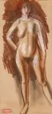 Corneliu Baba, Model în atelier, guașă, cerapastel, cărbune și accente de tempera pe hârtie lipită pe carton