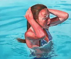 La piscină by Claudiu Ciobanu, 2017, ulei pe pânză, sold Feb 2022
