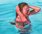 Claudiu Ciobanu, La piscină, 2017, ulei pe pânză