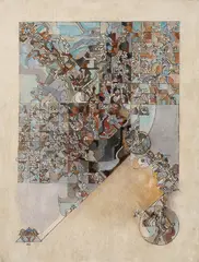 Eugen Tautu, Fragment arheologic, 1971, ulei pe pânză lipită pe placaj