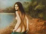 Nud by Georges Mazilu, 1986, accente de ulei pli acrilic pe pânză, sold Feb 2022