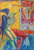 Constantin Butoi, Atenție la dracul roșu!, 1993, ulei pe pânză