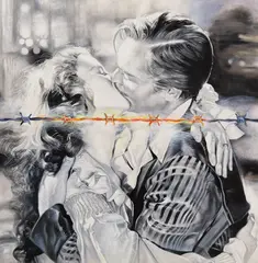 Alfred Rece, The Kiss (Clark Gable și Vivien Leigh), ulei pe lemn
