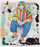 Ana Andronic, Day Care, 2021, ulei, acrilic și cariocă pe pânză