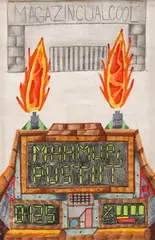 Mahmur pustiit by Sasha Robert Bandi, 2018, cariocă, creioane colorate și creion pe hârtie, offered Feb 2022