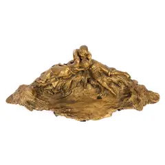 Antonin Larroux, Encrieră din bronz aurit, cu scenă romantică, cca. 1900, bronz aurit