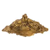 Antonin Larroux, Encrieră din bronz aurit, cu scenă romantică, cca. 1900, bronz aurit