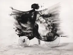 Jules Perahim, Compoziție, 1960, tuș și laviu pe hârtie