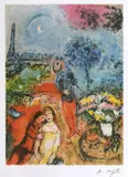 Serenadă la Turnul Eiffel by Marc Chagall, cromolitografie, sold Jan 2022