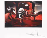 Piață de sclavi cu bustul lui Voltaire care dispare by Salvador Dalí, cromolitografie, sold Jan 2022