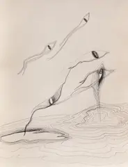 Compoziție by Hedda Sterne, pix pe hârtie, offered Jan 2022