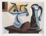 Natură statică cu fructieră și carafă by Pablo Picasso, cromolitografie, sold Jan 2022