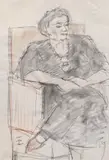 Theodor Pallady, Așteptare, cărbune și creioane colorate pe hârtie