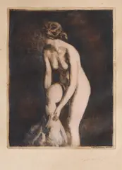 Ferenc Hatvany, Nud, gravură acuarelată
