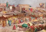 Bertalan Vigh, Piață în Marrakech, ulei pe carton