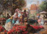 Imre Gergely, Piața de flori, ulei pe pânză