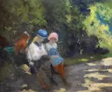 Nicolae Gropeanu, În parc, pastel pe hârtie lipită pe carton