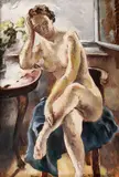 Lucretia Mihail-Silion, Nud pe fotoliu, ulei pe carton