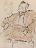 Theodor Pallady, Portretul unui domn, creion, accente de tuș și laviu pe hârtie