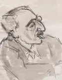 Theodor Pallady, La cigarette (Portretul lui Zadurovici), creion și laviu pe hârtie