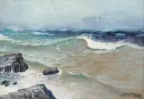 Țărm la Constanța by Dimitrie Florian, ulei pe pânză lipită pe carton, sold Jan 2022