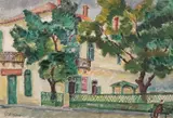 Vedere din Tulcea by Ecaterina Cristescu Delighioz, guașă și tempera pe hârtie, sold Jan 2022