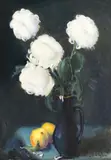 Crizanteme by Leon Biju, ulei pe carton, sold Jan 2022
