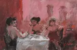 Bogdan Pietriș, Serată, pastel și cărbune pe hârtie