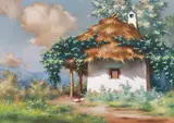 Mişu Teişanu, Căsuță în pădure, pastel pe hârtie