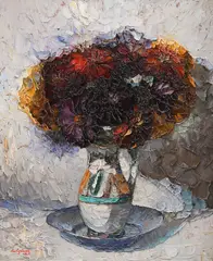 Petre Bulgăraş, Crizanteme, 1925, ulei pe carton