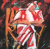 Eva Cerbu, Pe gânduri, tempera și guașă pe hârtie