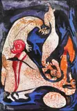 Tia Peltz, Compoziție cu personaje, 1998, tempera pe hârtie