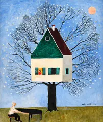 Petru Vintilă, Serenadă, 1995, ulei pe pânză lipită pe carton