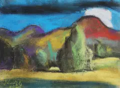 Dávid Jándi, Peisaj de vară, 1932, pastel pe hârtie