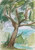 Eva Cerbu, Primăvară, acuarelă, tempera și cărbune pe hârtie