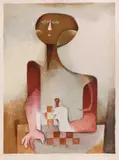 Jucătorul de șah by Samy Briss, cromolitografie, sold Jan 2022