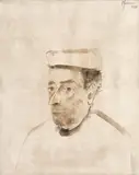 Portret by Sorin Ilfoveanu, 1988, laviu pe hârtie, sold Jan 2022