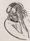 Vasile Grigore, Studiu, cărbune pe hârtie