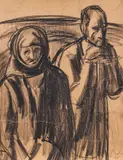 Corneliu Baba, Studiu pentru "Pământul", 1948, cărbune pe carton subțire