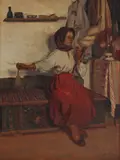 Stefan Popescu, Țărăncuță cu fuior, 1904, ulei pe pânză