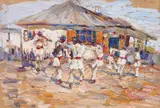 Zi de sărbătoare by Rudolf Schweitzer–Cumpăna, mijlocul anilor '20, ulei pe carton, sold Dec 2021
