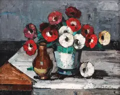 Anemone by Jean Cheller, ulei pe carton, sold Dec 2021