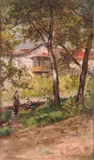 Theodor Aman, În grădină, 1875-1880, ulei pe lemn