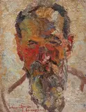 Chip de răzeș by Rudolf Schweitzer–Cumpăna, ulei pe pânză lipită pe carton, sold Dec 2021
